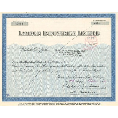 Lamson Industries Ltd (Titre 41 Act 05 £)