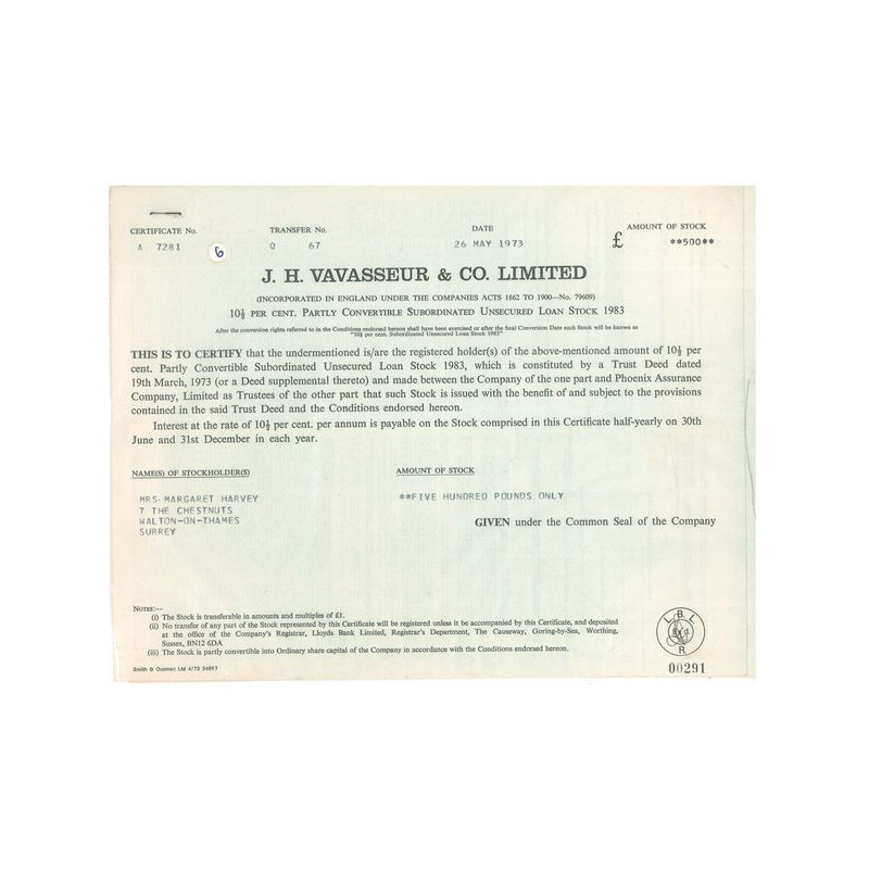 J.H. Vavasseur Group Ltd (Act 500 £)