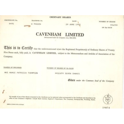 Cavenham Ltd (Titre 67 Act 25p £)