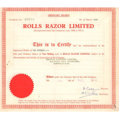 Rolls Razor Ltd (Titre 100 Act 1 £)