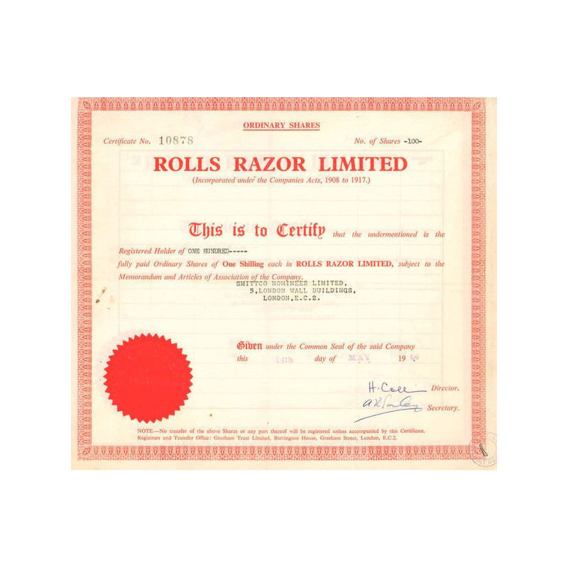 Rolls Razor Ltd (Titre 100 Act 1 £)