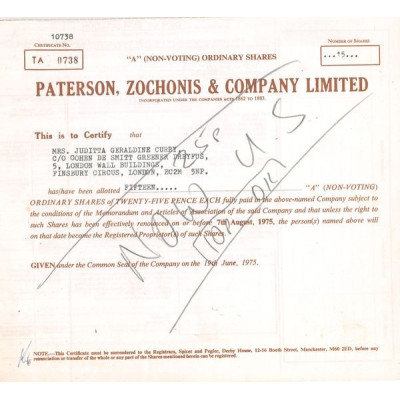 Paterson Zochonis & Cy Ltd (Titre 15 Act)