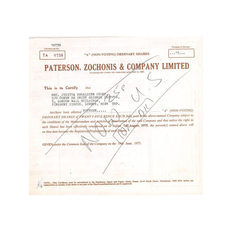 Paterson Zochonis & Cy Ltd (Titre 15 Act)