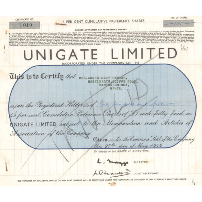 Unigate Ltd (Modele 2) (Titre 105 Act 1 £)