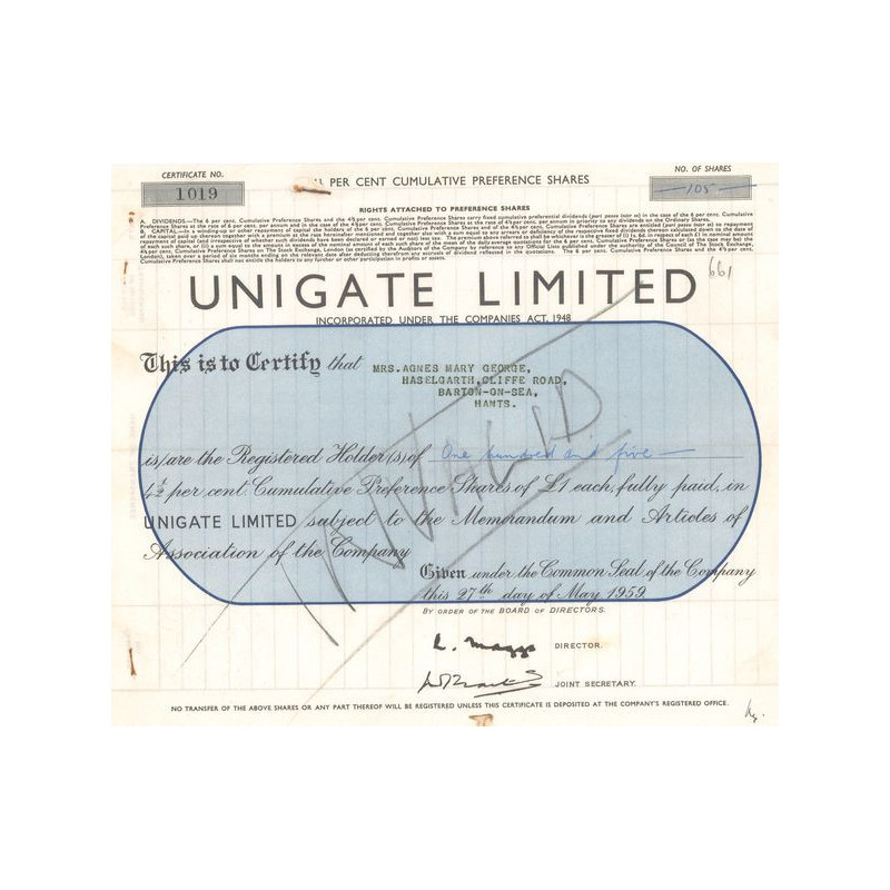 Unigate Ltd (Modele 2) (Titre 105 Act 1 £)