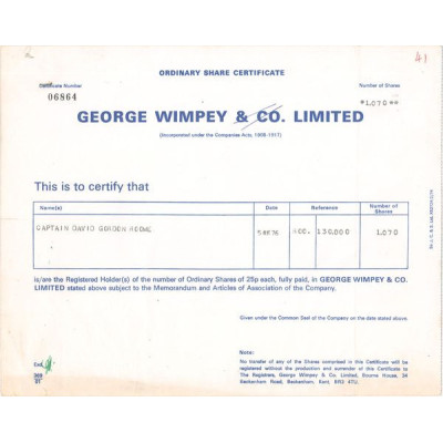 George Wimpey & Co Ltd (Titre 1070 Act 25p £)