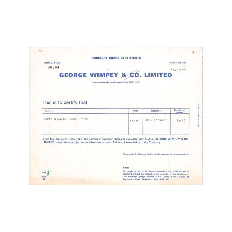 George Wimpey & Co Ltd (Titre 1070 Act 25p £)