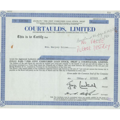 Courtaulds Ltd (Titre 01 Act 900 £)