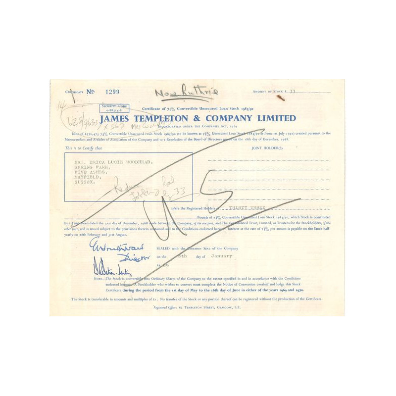 James Templeton & Cy Ltd (Act 33 £)