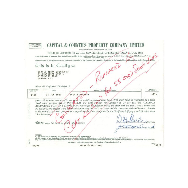 Capital & Counties Property Cy Ltd (Act 31 £)