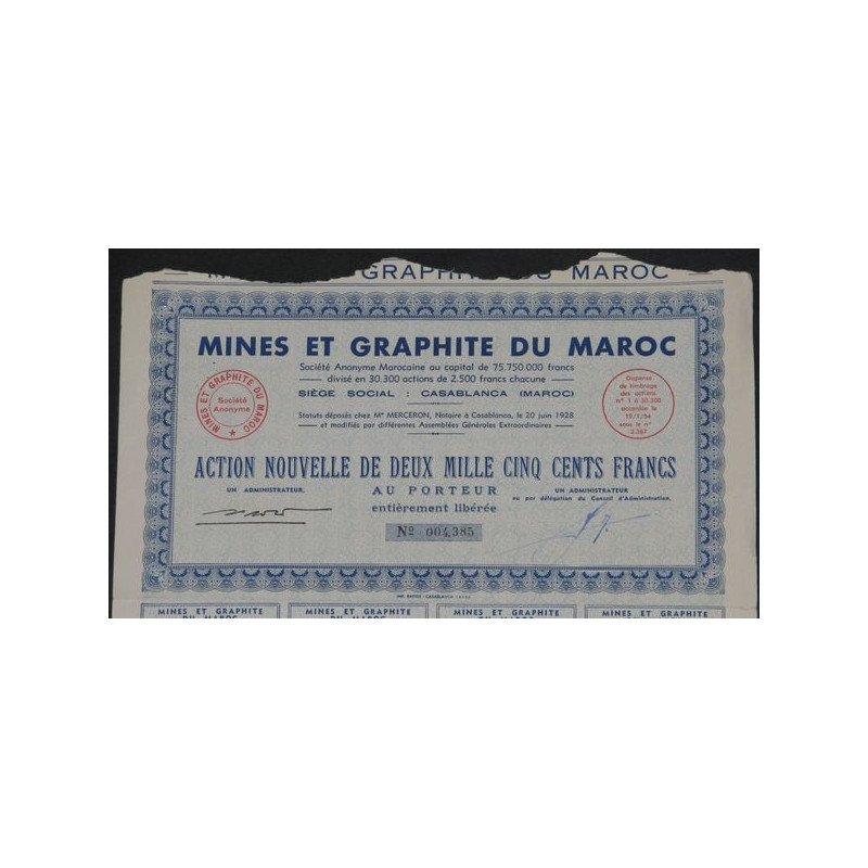 Mines et Graphites du Maroc (Act Nlle 2500 F)