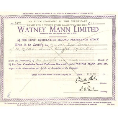 Watney Mann Ltd (Act 220 £)