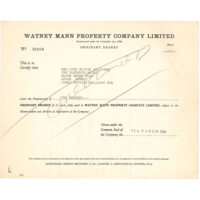 Watney Mann Ltd (Titre 200 Act 5e £)
