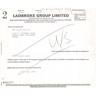 Ladbroke Group Ltd (Titre 58 Act 10p £)