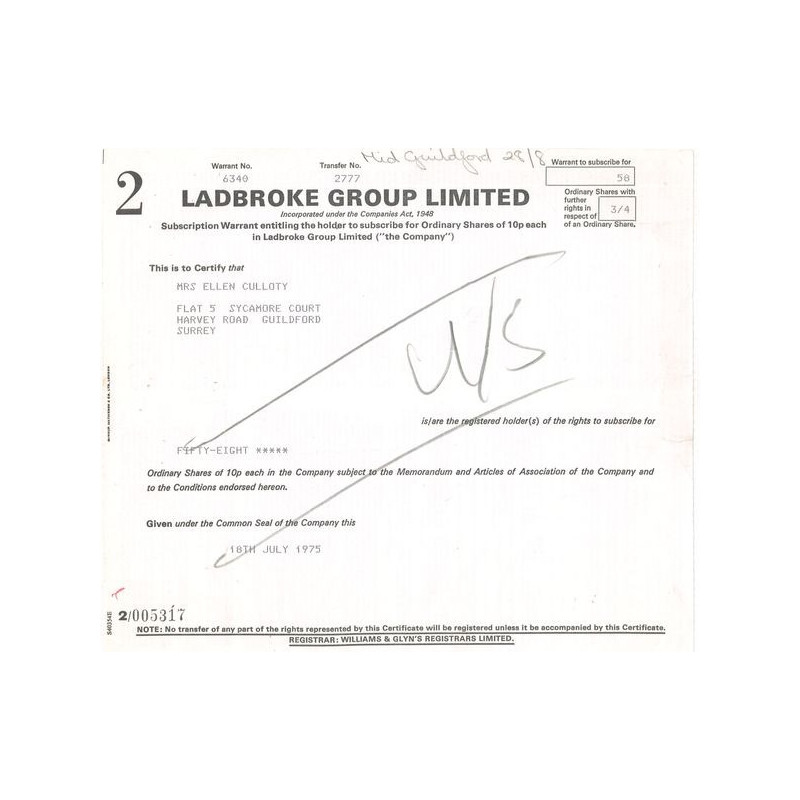 Ladbroke Group Ltd (Titre 58 Act 10p £)