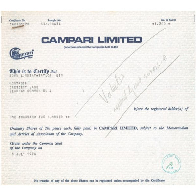 Campari Ltd (Titre 1200 Act 10p £)