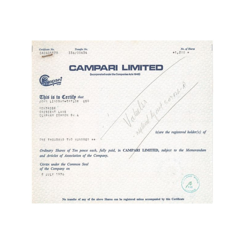 Campari Ltd (Titre 1200 Act 10p £)