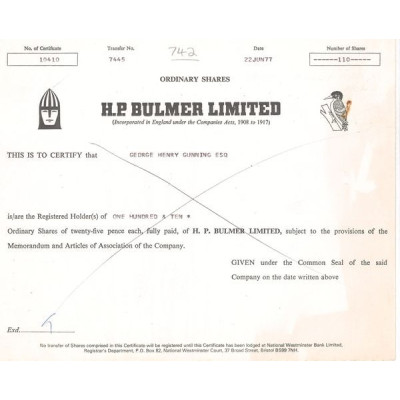 H.P. Bulmer Ltd (Titre 110 Act 25p £)