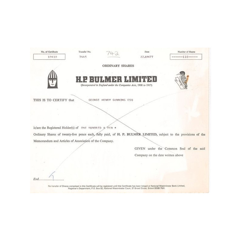 H.P. Bulmer Ltd (Titre 110 Act 25p £)