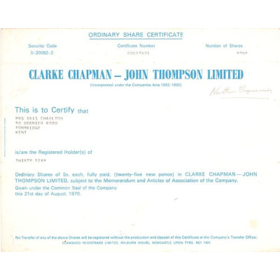 Clarke Chapman - John Thompson Ltd (Titre 36 Act 5s £)
