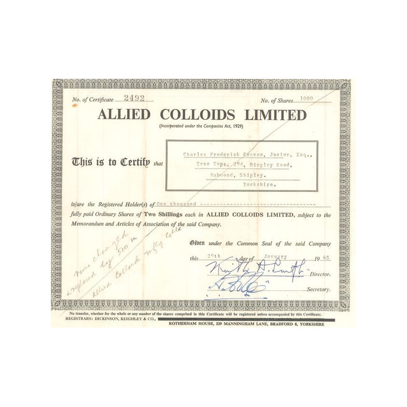 Allied Colloids Ltd (Titre 1000 Act 2s £)