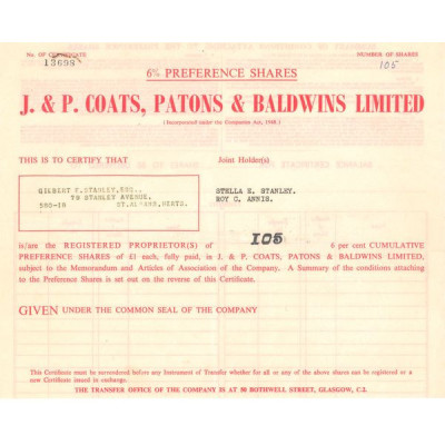 J. & P. Coats Patons & Baldwins Ltd (Titre 105 Act 1 £)