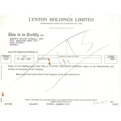 Lynton Holdings Ltd (Titre 50 Act 4s £)