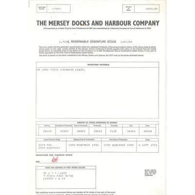 The Mersey Dock and Harbour Cy (Act 500 £)
