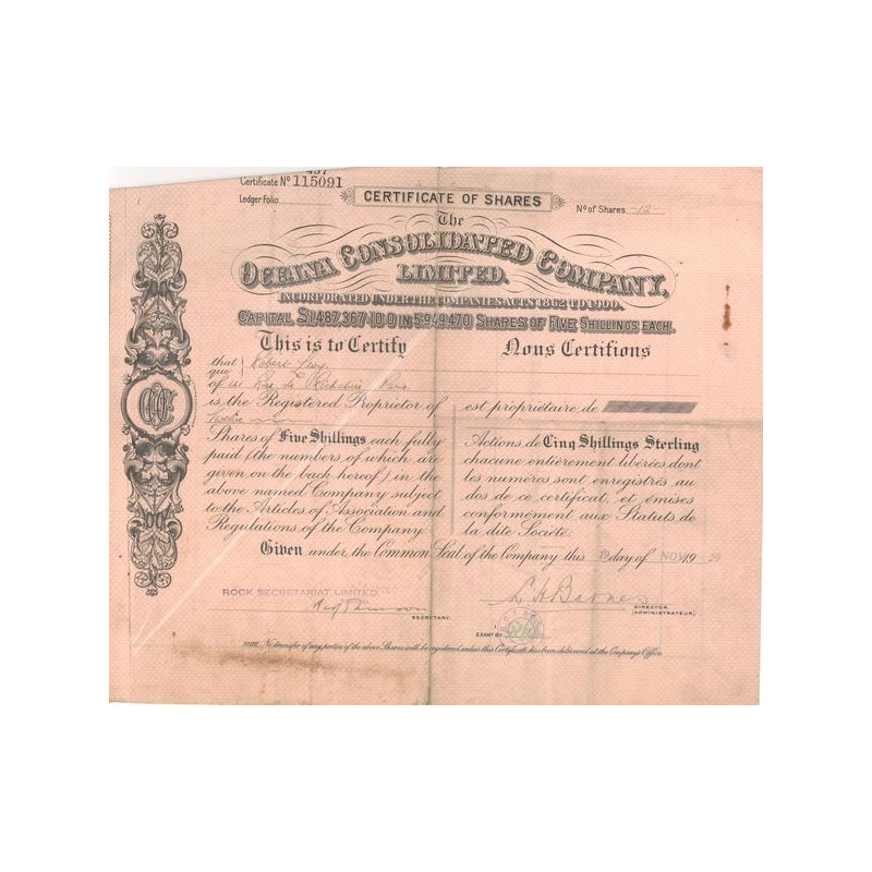 The Oceana Consolidated Cy Ltd (Titre 12 Act 5s £)