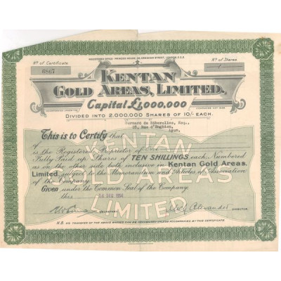 Kentan Gold Areas Ltd (Titre 01 Act 10 £)