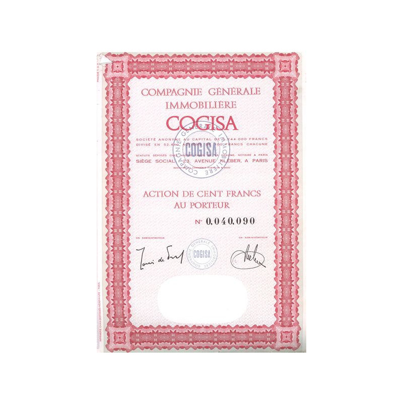 Cie Générale Immobilière COGISA (Act 100 F)