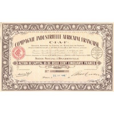 Cie Industrielle Africaine Française (C. I. A. F.) (Act B 250 F)