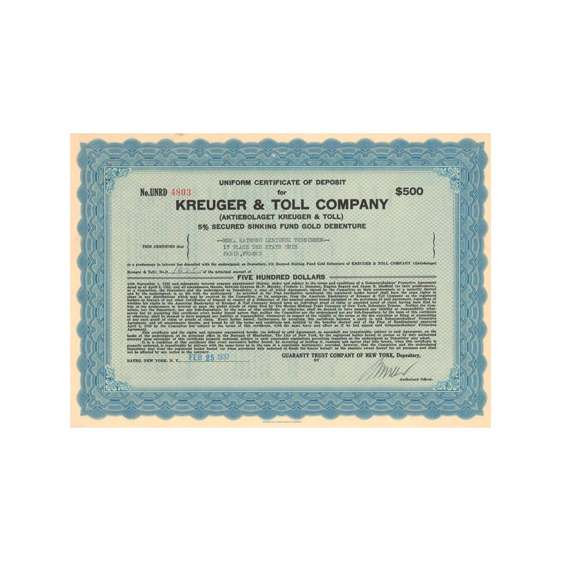 Kreuger & Toll Cy (Act 500 $)