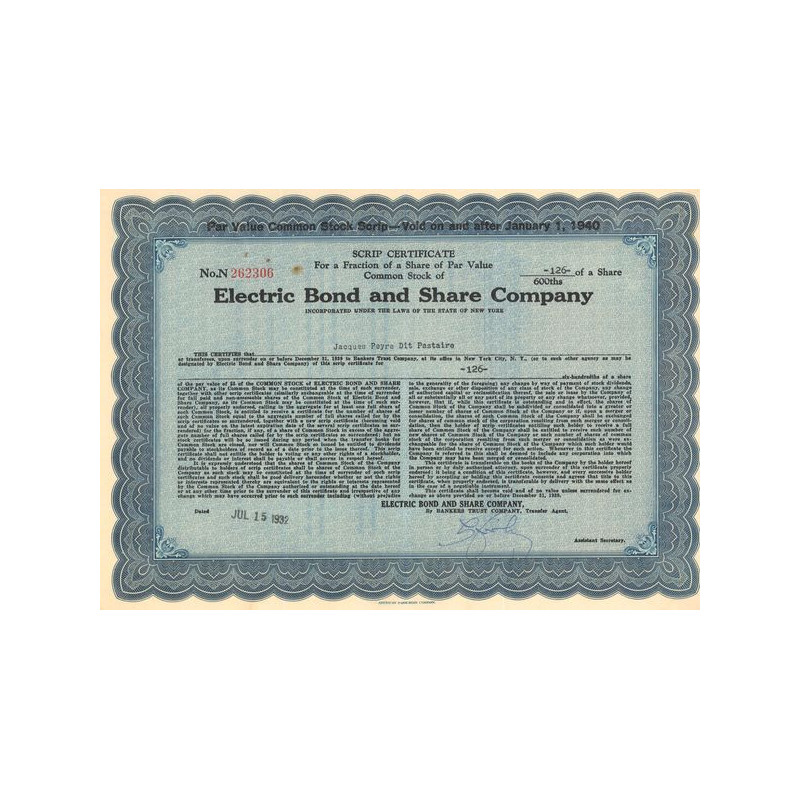 Electric Bond and Share Cy (Titre 30 Act 5 $)