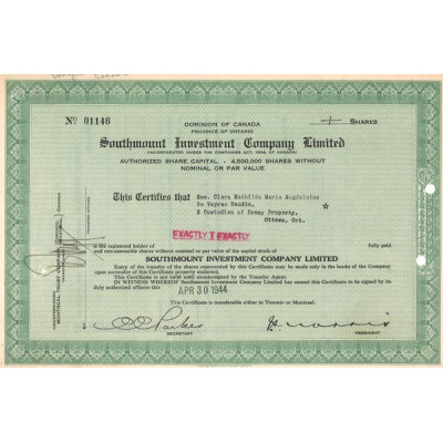 Southmount Investment Cy Ltd (Titre 01 Act )