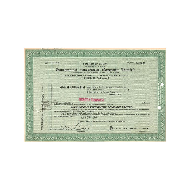 Southmount Investment Cy Ltd (Titre 01 Act )