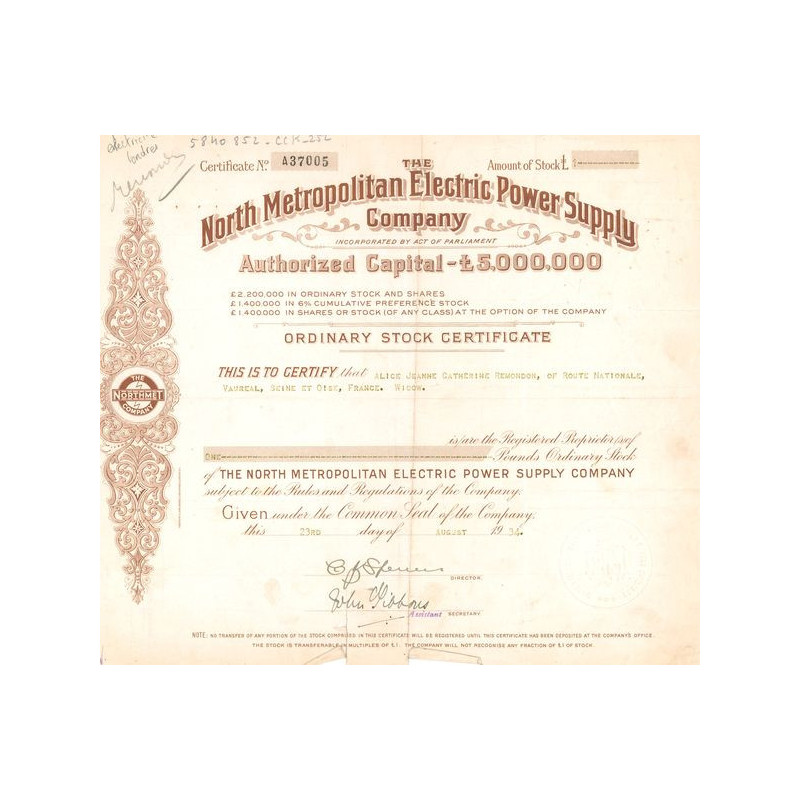 The North Metropolitan Electric Power Supply Cy (Act 1 £)