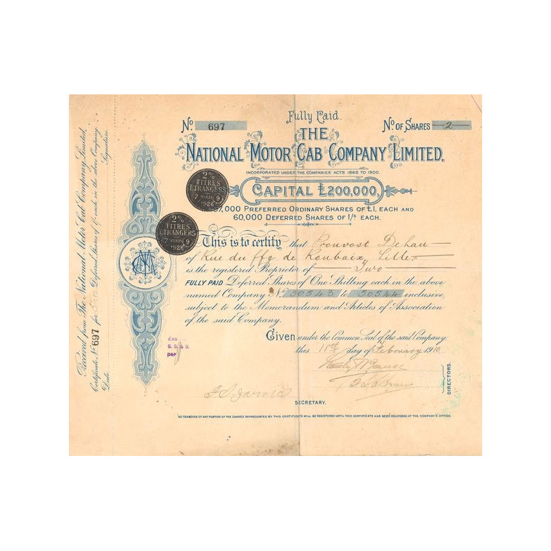 The National Motor Cab Cy Ltd (Titre 02 Act 1 £)