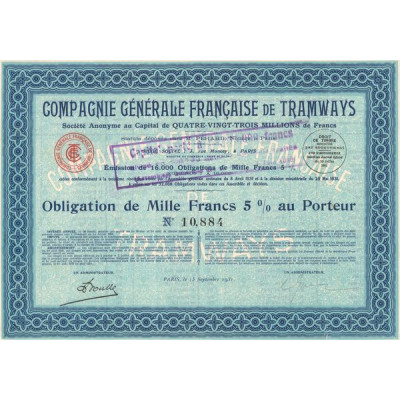 Cie Gale Française de Tramways (Obl 1000 F 5%)