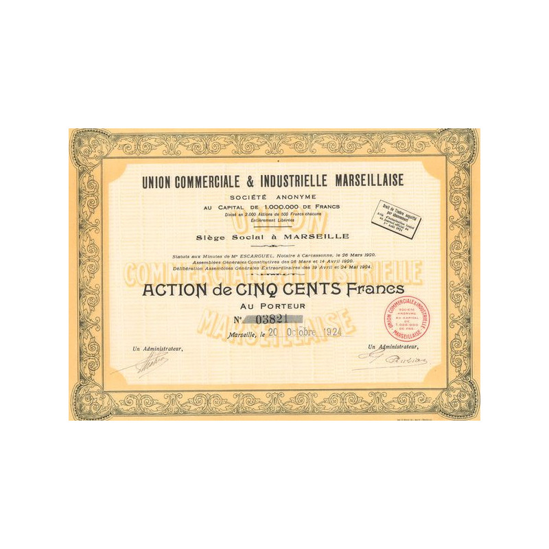 Union Commercial et Industrielle Marseillaise (Act 500 F)