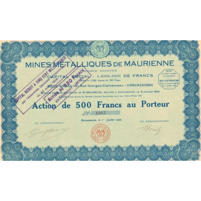 Mines Métalliques de Maurienne (Act 500 F)