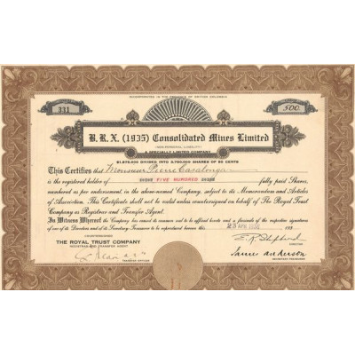 B.R.X. (1935) Cld Mines Ltd (Titre 500 Act 0.50 c)