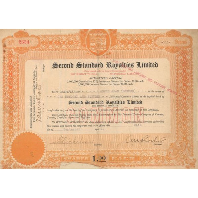 Second Standard Royalties Ltd (Act 1$)