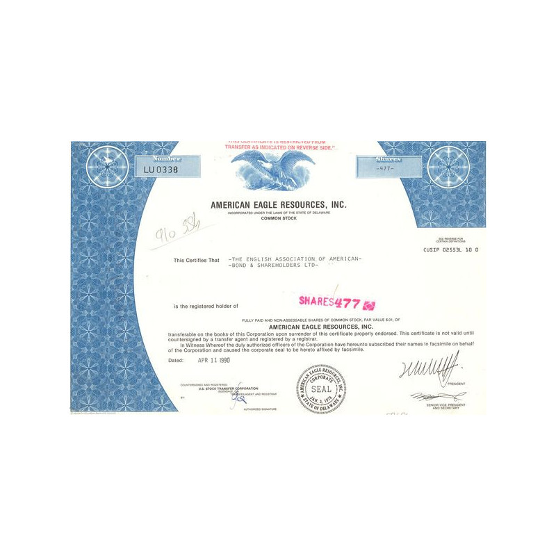 American Eagle Resources Inc (Act 1$)