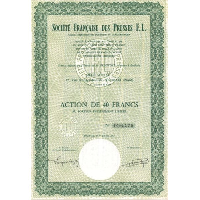 Sté Française des Presses F.L. - Anc Est FOULONT et LANGENHAGEN (Act 40 F)