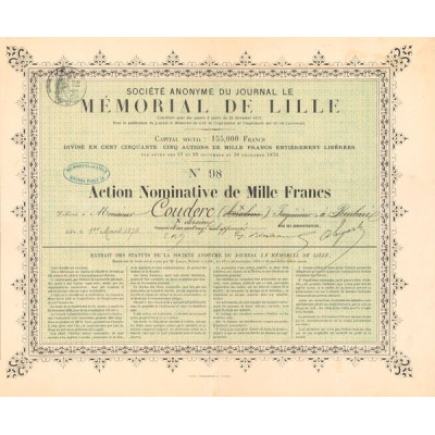 S.A. du Journal le Mémorial de Lille (Act Nomin 1000 F)