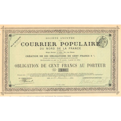 S.A. du Courrier Populaire du Nord de la France (Obl 500 F)