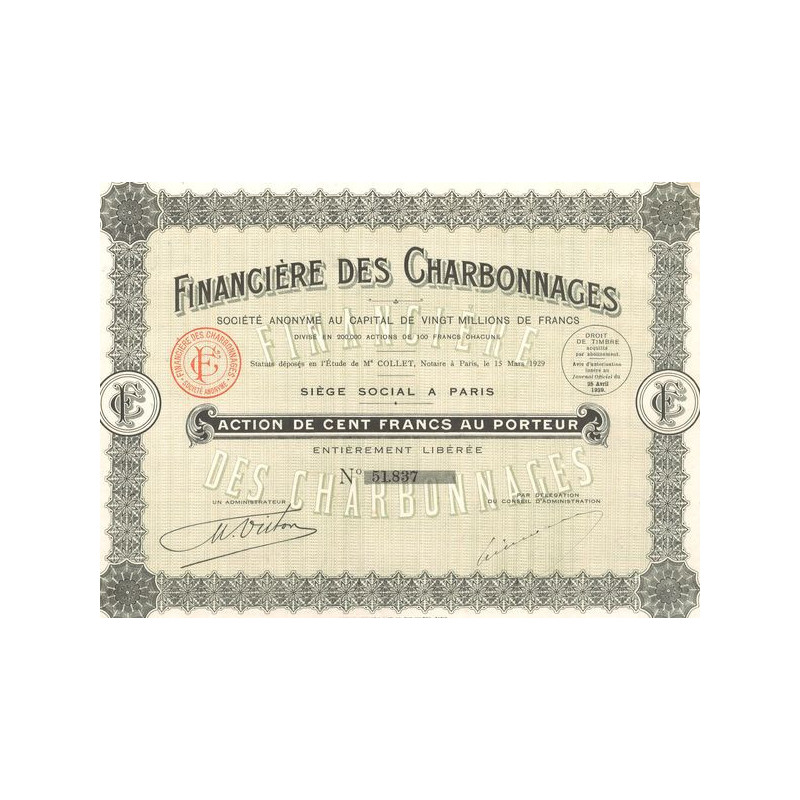 Financière des Charbonnages (Act 100F)