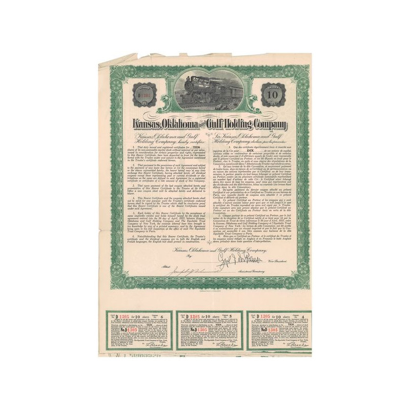 Kansas Oklahoma and Gulf Holding Cy (Titre 10 Act de capital)