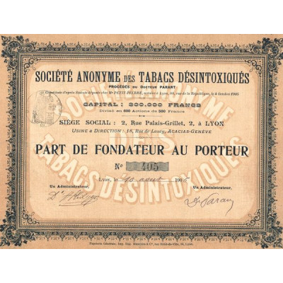 S.A des Tabacs Désintoxiqués (PF 500F)